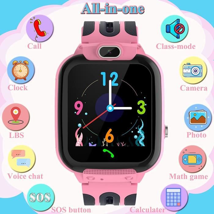 Montre GPS Enfant Tracker Montre Connectée Enfant Téléphone Smartwatch pour  Enfant avec SOS Caméra Réveil Appel, Cadeau d'anniv[2] - Cdiscount  Téléphonie
