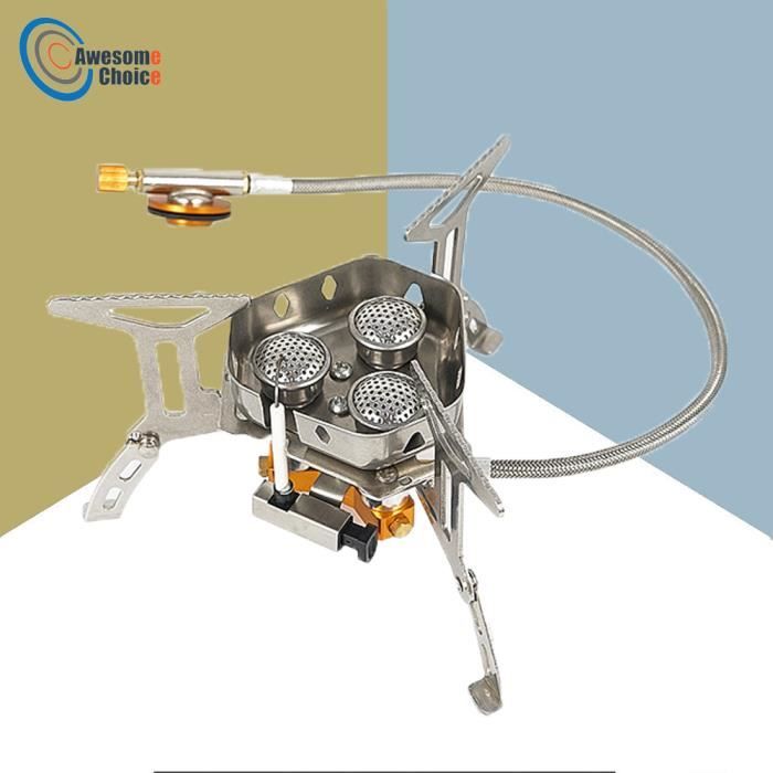 Laspi Réchaud De Camping 3000W - Brûleur Gaz Pliable Coupe-Vent Avec Allumage Piézo Pour Randonnée Et Pique-Nique