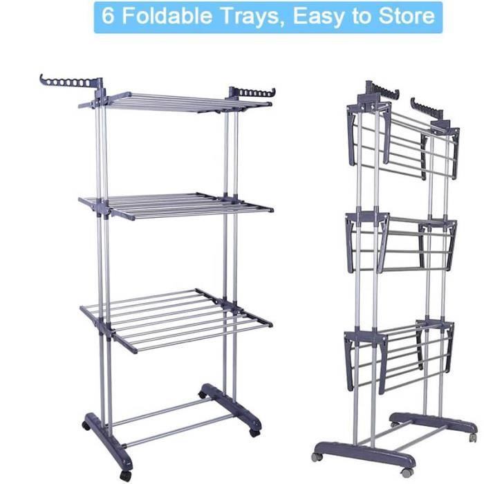 Étendoir à Linge Intérieur Pliable - Séchoir à Linge Intérieur sur Pied Pliable, Etendoir Linge Solide et Inoxydable - 175 x 105 x 60 cm - pour vêtements, Serviettes et draps(Blanc Étendoir à Linge Intérieur Pliable - Séchoir à Linge Intérieur sur Pied Pliable, Etendoir Linge Solide et Inoxydable - 175 x 105 x 60 cm - pour vêtements, Serviettes et draps(Blanc