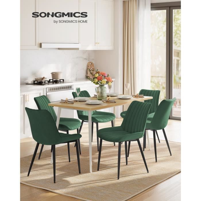 Lot De 6 Chaises De Salle à Manger SONGMICS - Assise Rembourrée, Dossier Ergonomique, Support 120 Kg, Beige/Noir