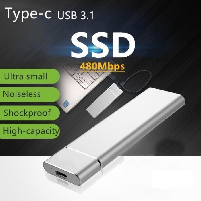 Disque Dur SSD Externe Portable 2TB 2To OTG Type-C USB Mini Taille