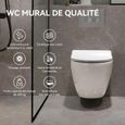 WC mural avec abattant et système d'abaissement automatique - Kit complet de WC suspendu en céramique - Cuvette de WC - 52×36×36cm-2