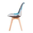 Lot de 4 chaises,Chaise scandinave Patchwork,adapté au Salon et à la Salle à Manger(Bleu)-2