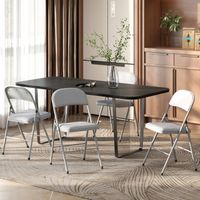 Lot De 4 Chaises Pliantes En Velours Gris Élégant - Confortables Et Pratiques 44 X 52 X 73 Cm WELL HOME