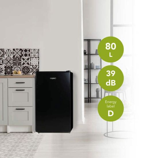 Réfrigérateur Congélateur PRIMO PR176FR - 80L, Autonome, Blanc - Classe D, Silencieux, Porte Réversible