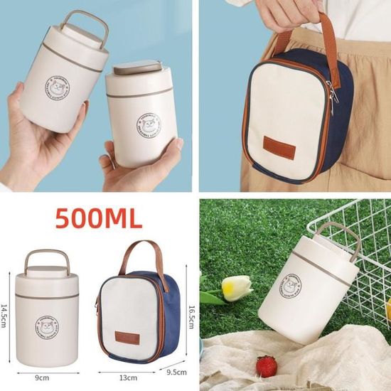 Boîtes Alimentaires Isothermes, Boîte Rangement Portable Boîte Conservation Alimentaire En Acier Inoxydable 304 Avec Cuill Re Pliante Et Brosse Ponge 750 Ml