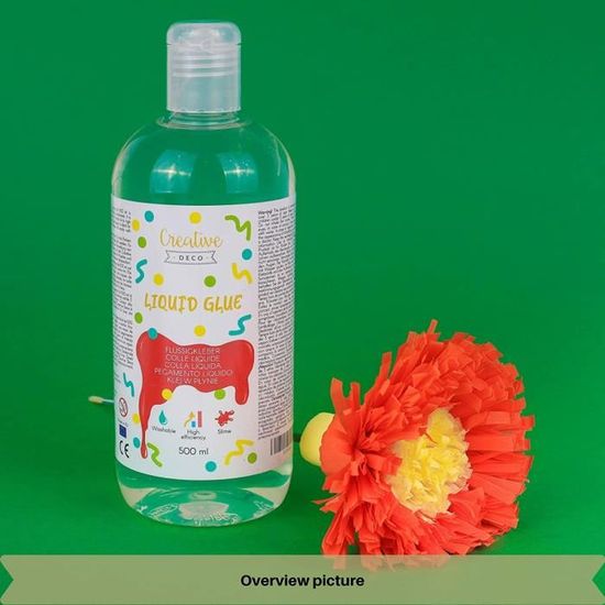 Creative Deco Colle Liquide pour Slime | 250 ml | Pour Verre, Tissu,  Carton, Bois, Papier | Parfait pour Bricolage et Loisir Creatif