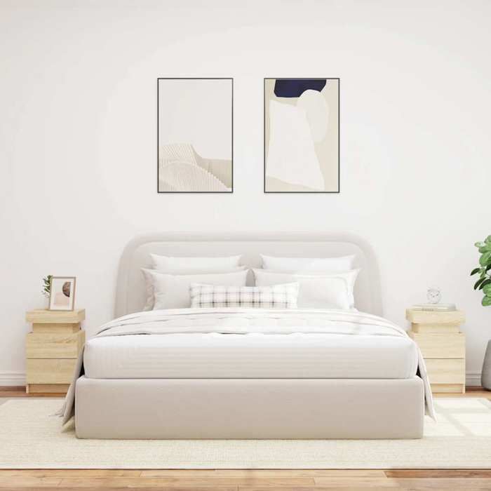 Lot De 2 Tables De Chevet 30x30x40 Cm - Chêne Sonoma, Bois D'ingénierie, 2 Tiroirs Coulissants - Pour Chambre Ou Salon