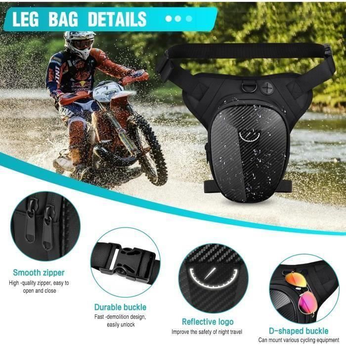 Sacoche de Jambe Moto Etanche Sac de Jambe pour Homme Sacoche