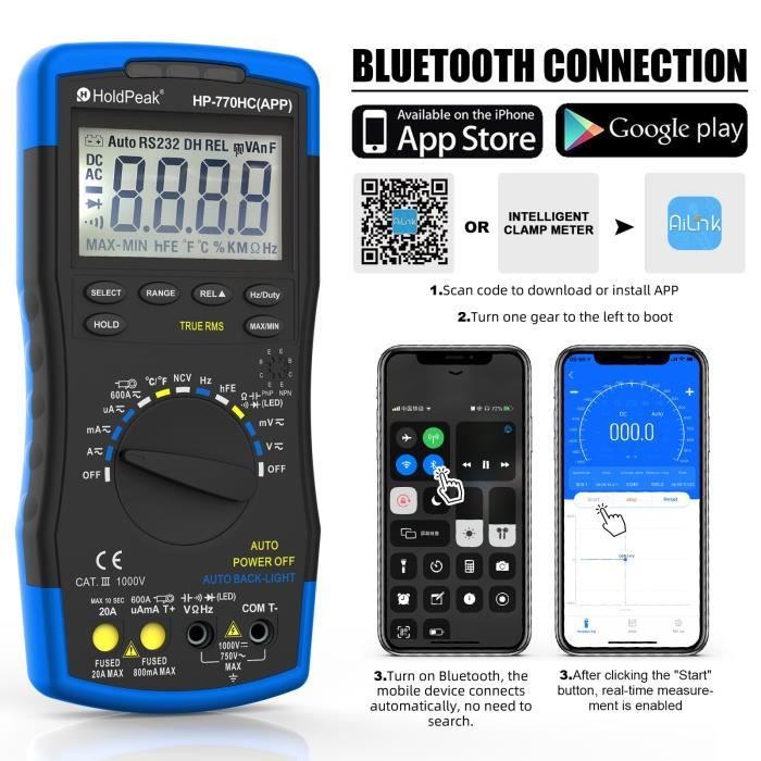 Sonde Rms HP-770HC - sonde HP-770HC-HP-770HC-APP True RMS, multimètre numérique ...