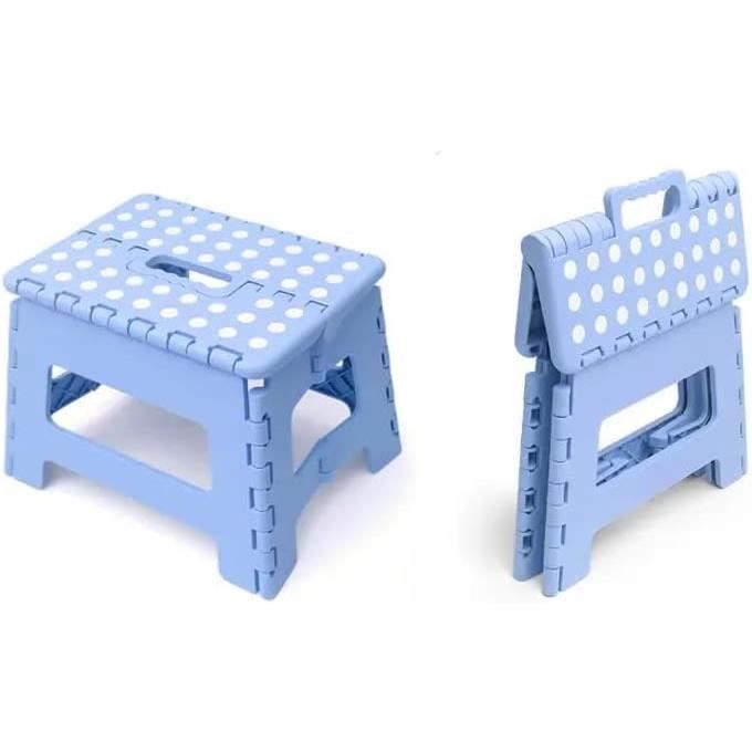 Ollimy - Tabouret Pliable Enfant 19cm Noir - Marchepied Sécurisé 150kg - Plastique Antidérapant Avec Poignée