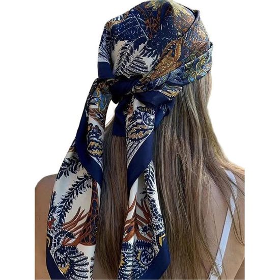 Foulard Carré Soyeux Pour Femmes – 90x90cm, Imprimé élégant, Polyvalent (écharpe, Bandana, Sarong, Châle)