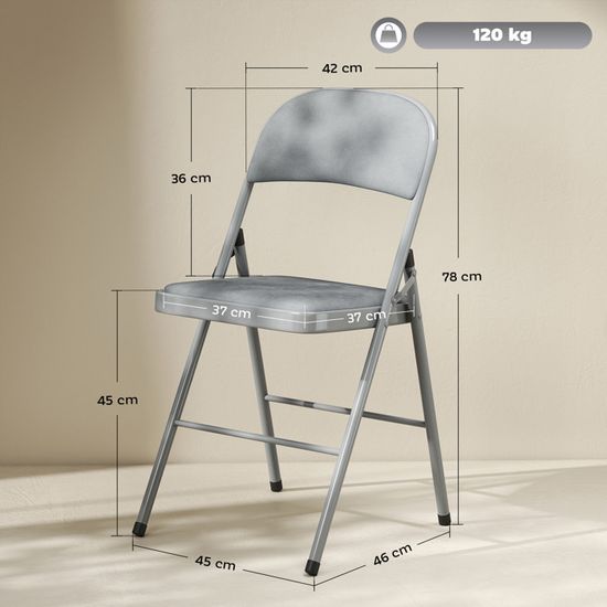 Lot De 4 Chaises Pliantes HOMCOM Avec Coussin Lin - Chaises Salle à Manger Portables Beige 45x46x78 Cm