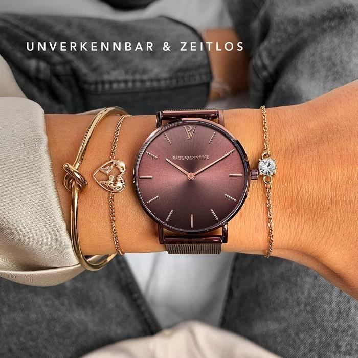 PAUL VALENTINE Montre Femme montee sur Un Bracelet en Maille
