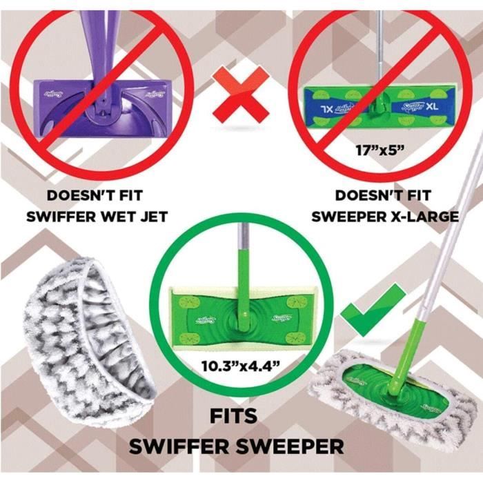 AMSAMOTION Tampons de balai réutilisables en microfibre compatibles avec  les serpillères Swiffer Sweeper231 - Cdiscount Maison