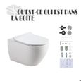 WC mural avec abattant et système d'abaissement automatique - Kit complet de WC suspendu en céramique - Cuvette de WC - 52×36×36cm-4