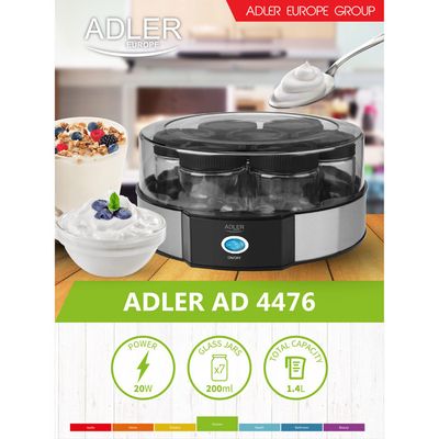 Yaourtière Bioatis Inox Compacte – 8 Pots Verre 180ml, 84 Recettes, Écran LCD, Minuterie Auto + Ebook
