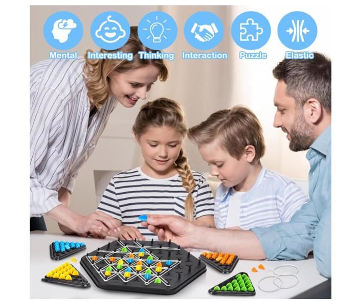 Jeu Triggle - Jeu De Société Stratégique Avec élastiques Et Pièces, Pour Famille Et Enfants +7 Ans, Développement De La Réflexion