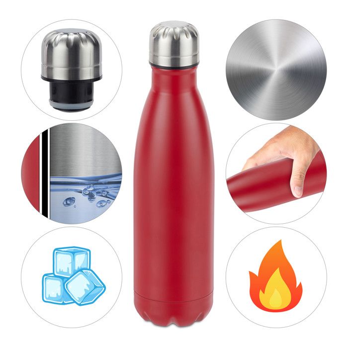 Gourde Isotherme DrinkPod – Acier Inoxydable 280 Ml – Garde Le Chaud 6h, Le Froid 24h – Anti-fuite – Rouge