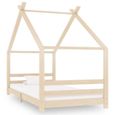 Cadre de lit d'enfant Garçon fille - 2409MOBILI® - Cabane Maison Enfant - Bois massif - 90 x 200 cm-0