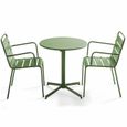 Ensemble table de jardin bistrot rabattable et 2 fauteuils - OVIALA - Palavas - Acier - Vert - 70 x 72 cm-0