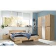 Chambre à coucher complète adulte (lit 140x200cm + 2 chevets + armoire) coloris imitation chêne artisan-0