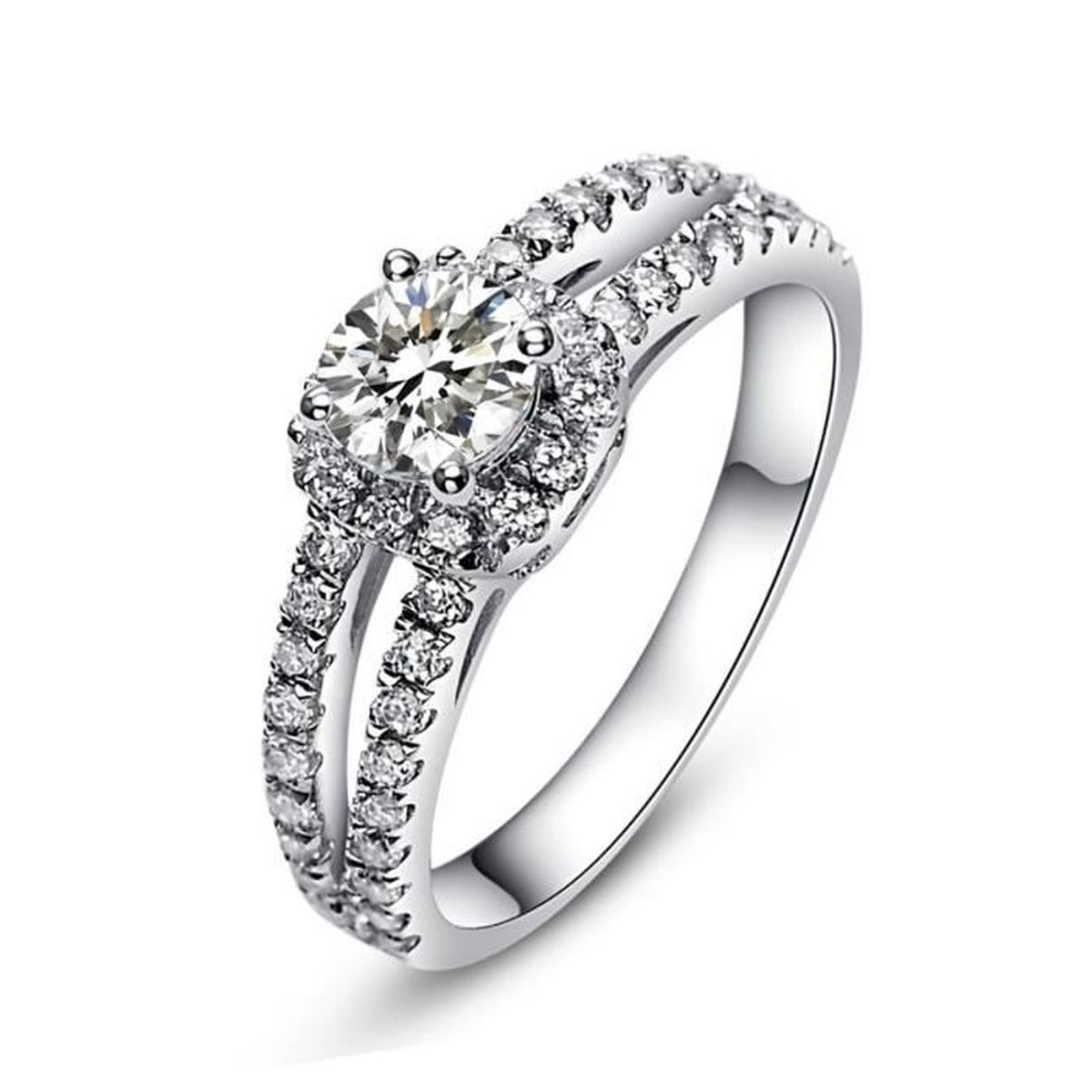 Superbe Bague Solitaire CŒUR Zirconium ARGENT neuf Choix