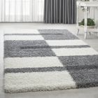 Homebyhome Tapis à poils longs 3 couleurs gris clair et gris 240x340 cm tapis pour salon, chambre à coucher motif à carreaux