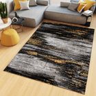 TAPISO Tapis Salon Poil Court Maya Gris Noir Jaune Moucheté Polypropylène Intérieur 140x200 cm