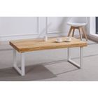 PEGANE Table basse en bois coloris chêne nordique - pieds blanc - Longueur 120 x profondeur 60 x hauteur 43 cm