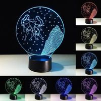 3D LED Chambre Lampe de Table Romantique Gémeaux Constellation Nuit Lumière Décor Bébé Sommeil Veilleuse Lampe Cadeaux L01316