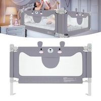 AUFUN Barrière de lit pour enfant 150 x 45 cm - Réglable en hauteur - Avec motif ours, Sécurité pour Bébé - Gris