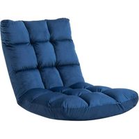 Fauteuil Convertible HOMCOM - Bleu - Dossier Inclinable Multipositions - Flanelle Polyester Capitonné