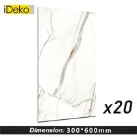 iDeko® 20 x Papier peint 3D Auto Adhésif à Effet Carrelage marbre Bricolage Cuisine salle de bain mural sol 30cmx60cm beige