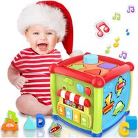 Jouet musical Bébé de 1-2 ans, 6 en 1 Jouet Montessori Cube d'activité Bébé, Jouet de Développement Enfant Cadeaux d'anniversaire