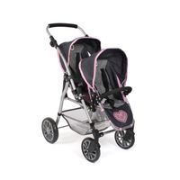 Poussette Vario twin 79 cm pour poupées - Bayer Chic 2000 - Damier violet avec papillons