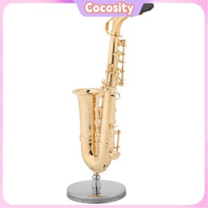 Oumefar Miniature Saxophone Ornement Avec Support Et Étui - Décoration Dorée Pour Mélomanes