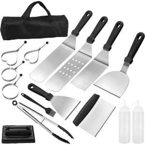 USTENSILE Kit Barbecue|16 Pièces Ustensiles Barbecue,Accessoires Barbecue en Acier Inoxydable,Accessoires de Barbecue Idéal pour Camping A52