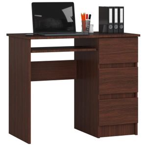 BUREAU  Petit bureau avec 4 tiroirs à droite, couleur WENGÉ, H : 77 cm, L : 90 cm, P : 50 cm