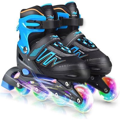 Patin A Roulette Super Quad X Pro – Patins à Roulettes LED Pour Enfants Et Adolescents Rose Blanc Patin à Roulettes