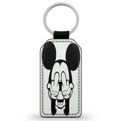 Porte-Cles Clefs Keychain Simili Cuir Mickey Fuck