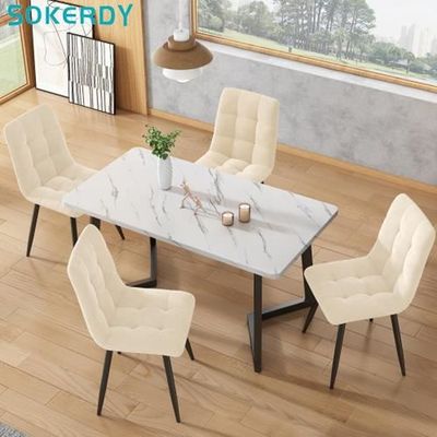 Ensemble Table & 4 Chaises Hexagonale Marbre Noir/Blanc - Salle à Manger Moderne, Design Unique