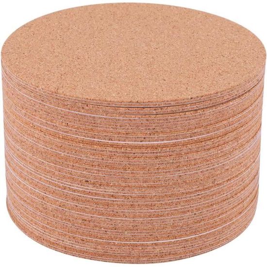 Lot 20 Sous-Verres Rond Liège Bois Naturel – Dessous De Verre Absorbant & Résistant Pour Table