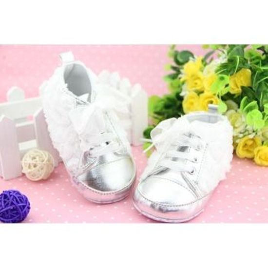 Chaussure souple basket montante bébé 0 à 12 mois, modèle Dentelle blanche  - Cdiscount Chaussures
