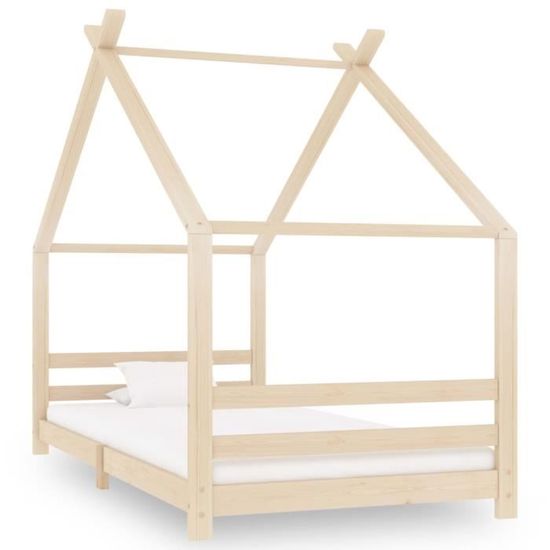 Cadre de lit d'enfant Garçon fille - 2409MOBILI® - Cabane Maison Enfant - Bois massif - 90 x 200 cm