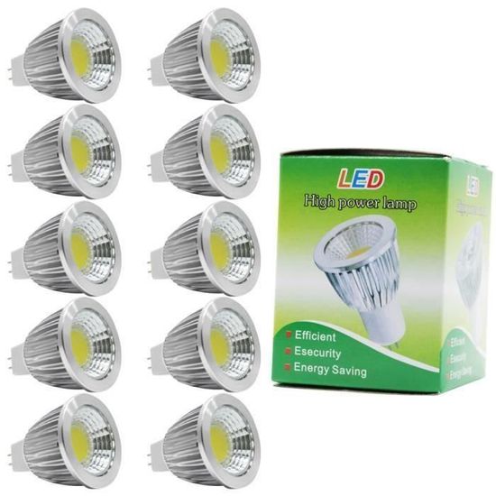 10X MR16-GU5.3 12V Ampoule LED 5W COB Spot LED Réflecteur Haute Illumination Ampoule Lampe - Blanc Froid - 240LM - AC-DC 12V