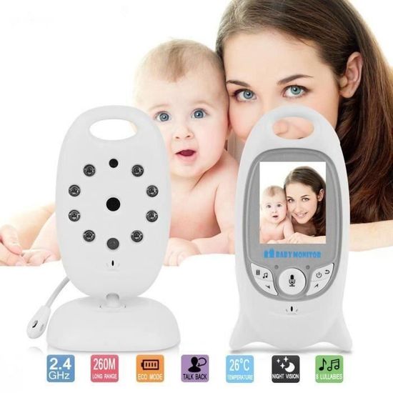 Ecoute-Bébé Babyphone Baby Monitor Bébé Moniteur + Température Surveillance + Vidéosurveillance + Nocturne Vision + 2 " LCD Couleur