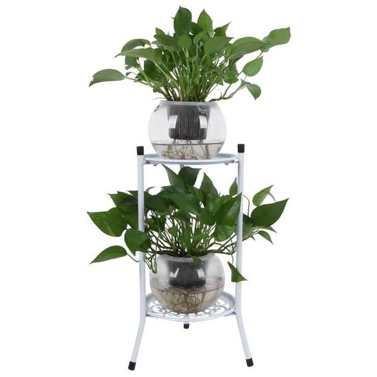 Support Plantes Bamworl 4 étages | Métal Blanc | 116.8cm De Haut | Design Spiralé | Pour Intérieur Et Extérieur