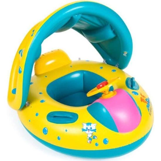 Bouée Bébé Avec Auvent Solaire UPF50+ - Pour 6 à 24 Mois - Siège Réglable Et Stable - Piscine, Plage
