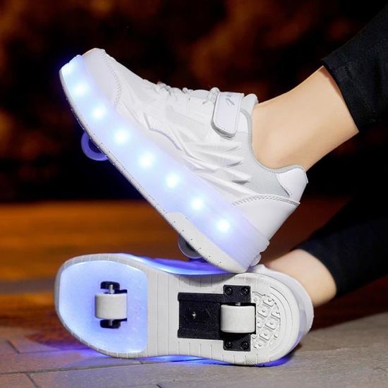 Chaussures De Skateboard LED Rechargeables Clignotantes Avec Roues - Baskets Lumineuses Multisports Pour Enfants Garçons Et Filles